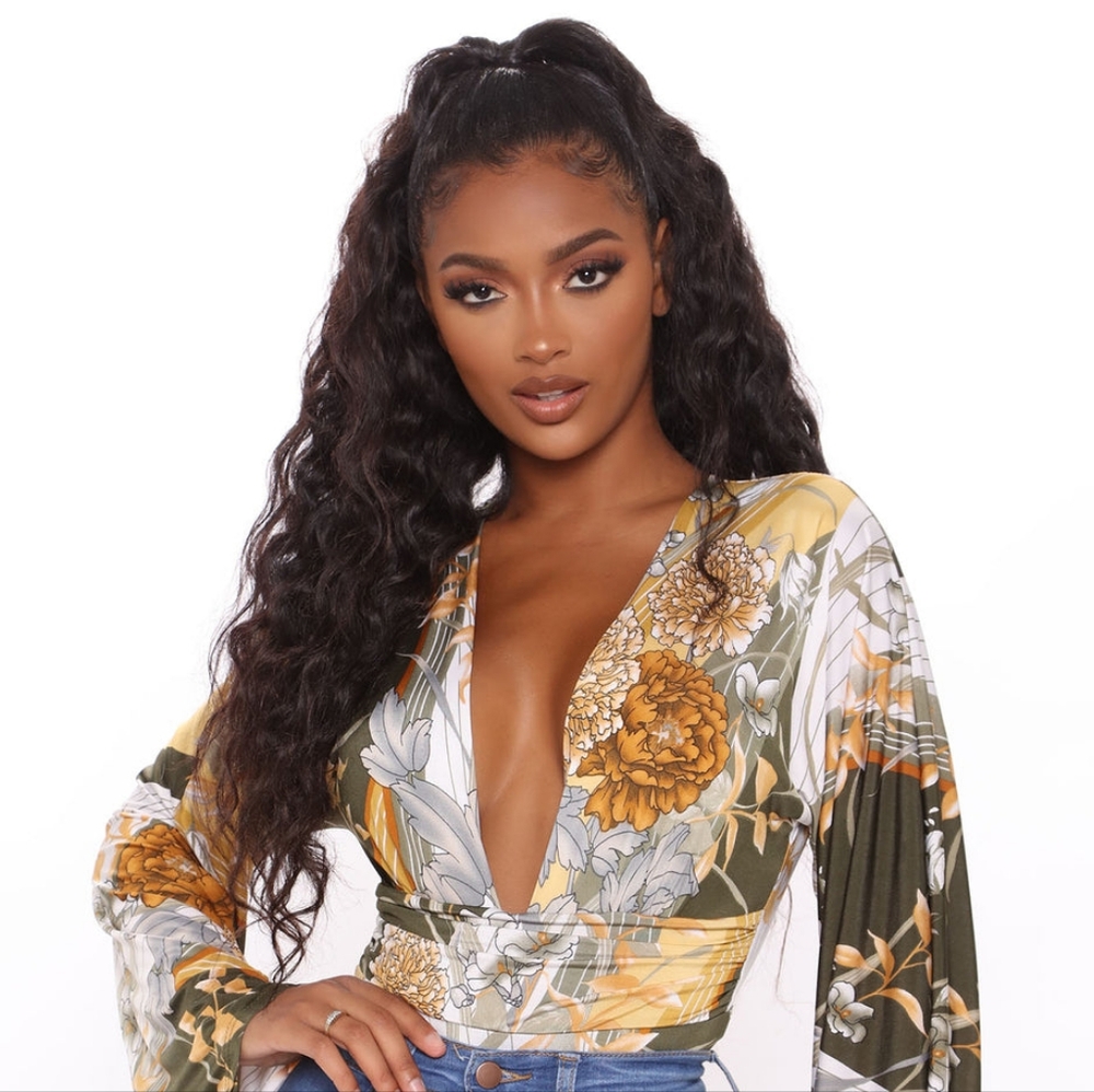 Fashion Nova Bodysuit Olive/combo